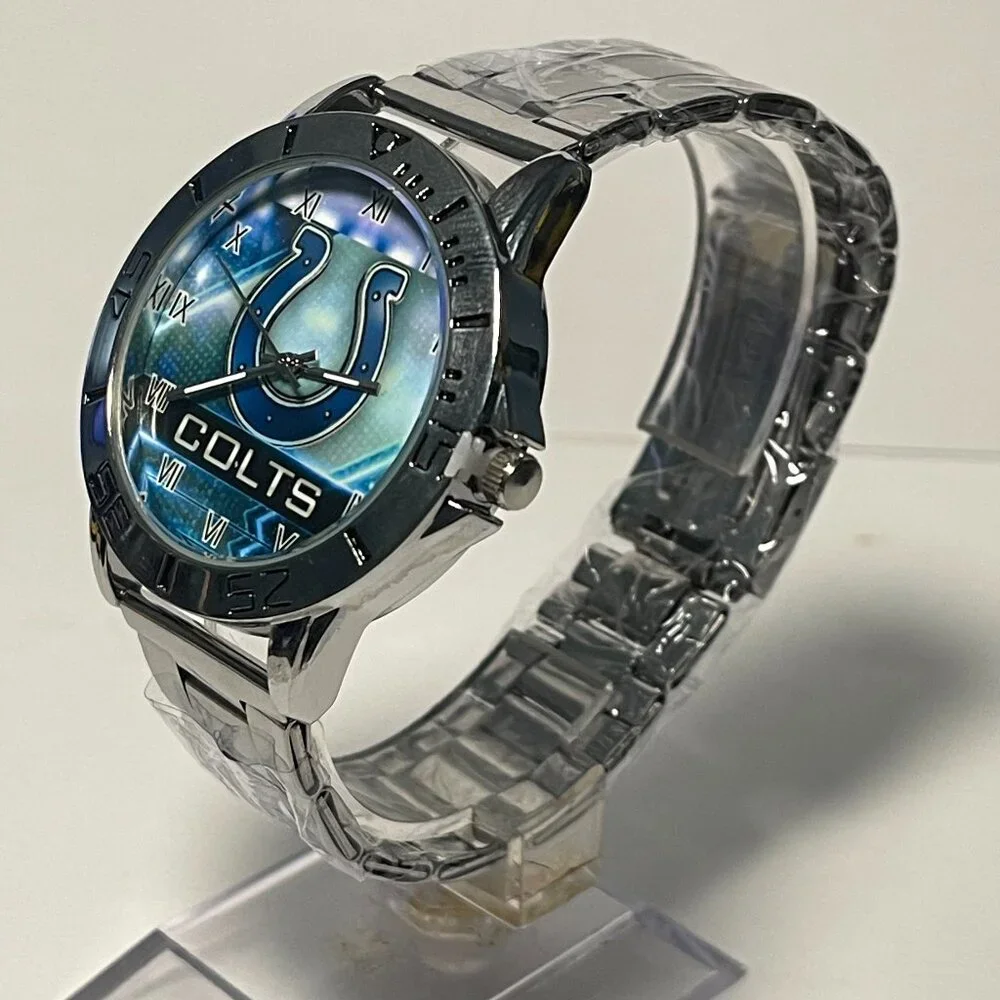 Indianapolis Colts NFL Team Logo Men's Stainless-Steel Silver Watch NEW